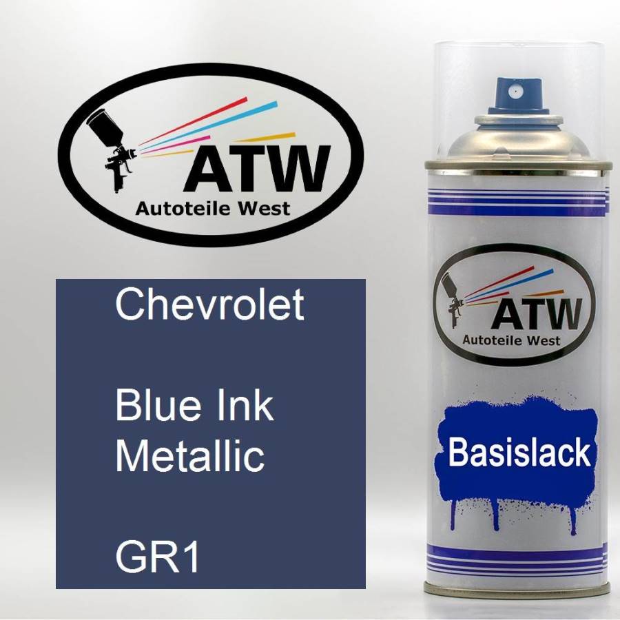 Chevrolet, Blue Ink Metallic, GR1: 400ml Sprühdose, von ATW Autoteile West.